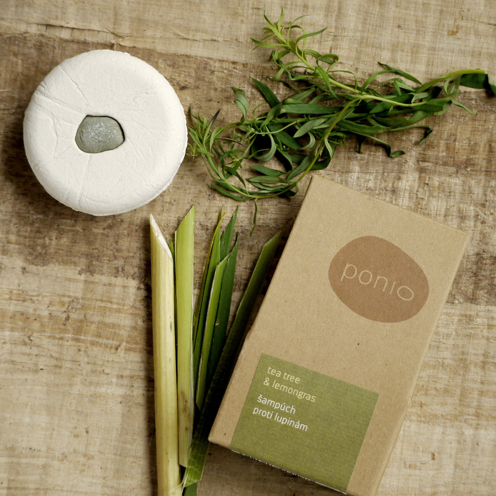 Malé a veľké balenie šampúchu Tea tree & lemongras Ponio