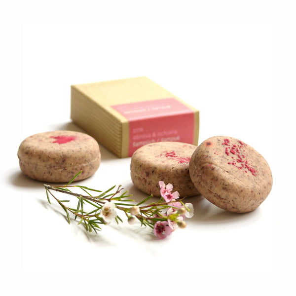 Tri tuhé šampúchy Pink obnova & ochrana Ponio s malým balením