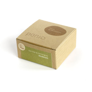 Náplň prírodného deodorantu Ponio Tea tree & lemongras v papierovej škatuľke